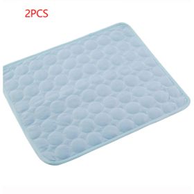 Pet Dog Cat Ice Silk Cold Nest Pad For Cooling In Summer (Option: Blue 2pcs-70X56CM)