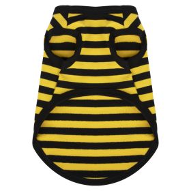 Summer Thin Cotton Striped Vest Dog Clothes (Option: Yellow Cotton Stripes-L)