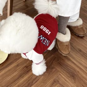 Simple Printed Autumn Pet Baseball Uniform (Option: Red-S)