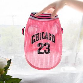 Pet Clothes Basketball Vest Large Mesh Summer Dog Clothes (Option: Basketball Wear No 23 Pink-XS)