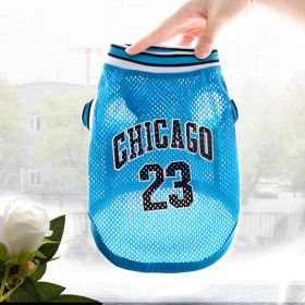 Pet Clothes Basketball Vest Large Mesh Summer Dog Clothes (Option: Basketball Wear No 23 Blue-L)