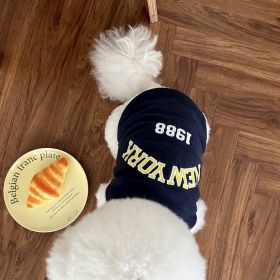 Simple Printed Autumn Pet Baseball Uniform (Option: Dark Blue-XL)