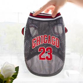 Pet Clothes Basketball Vest Large Mesh Summer Dog Clothes (Option: Basketball Wear No 23 Gray-L)